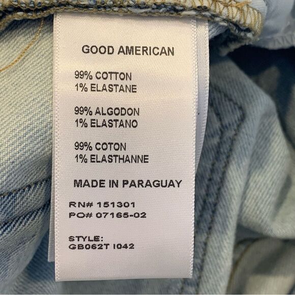 Good American Good Boy Split Hem Distressed Jeans Size 16 - Picture 7 of 10